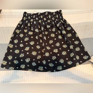 LOFT Black Floral Circle Skirt